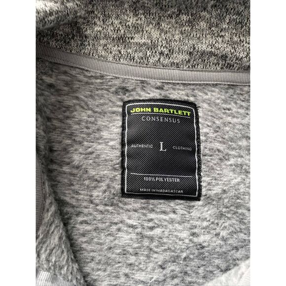 Mens John Bartlett Consensus Sweater Quarter Zip Gray Brushed Fleece Size L - Picture 5 of 5